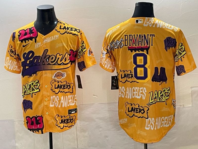 Men Los Angeles Lakers Nike #8 Bryant yellow NBA 2025 Jersey style 03